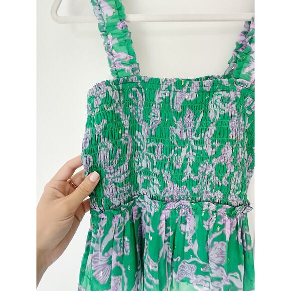 Lily Pulitzer Smocked Top Green and Purple Size S - Picture 6 of 7